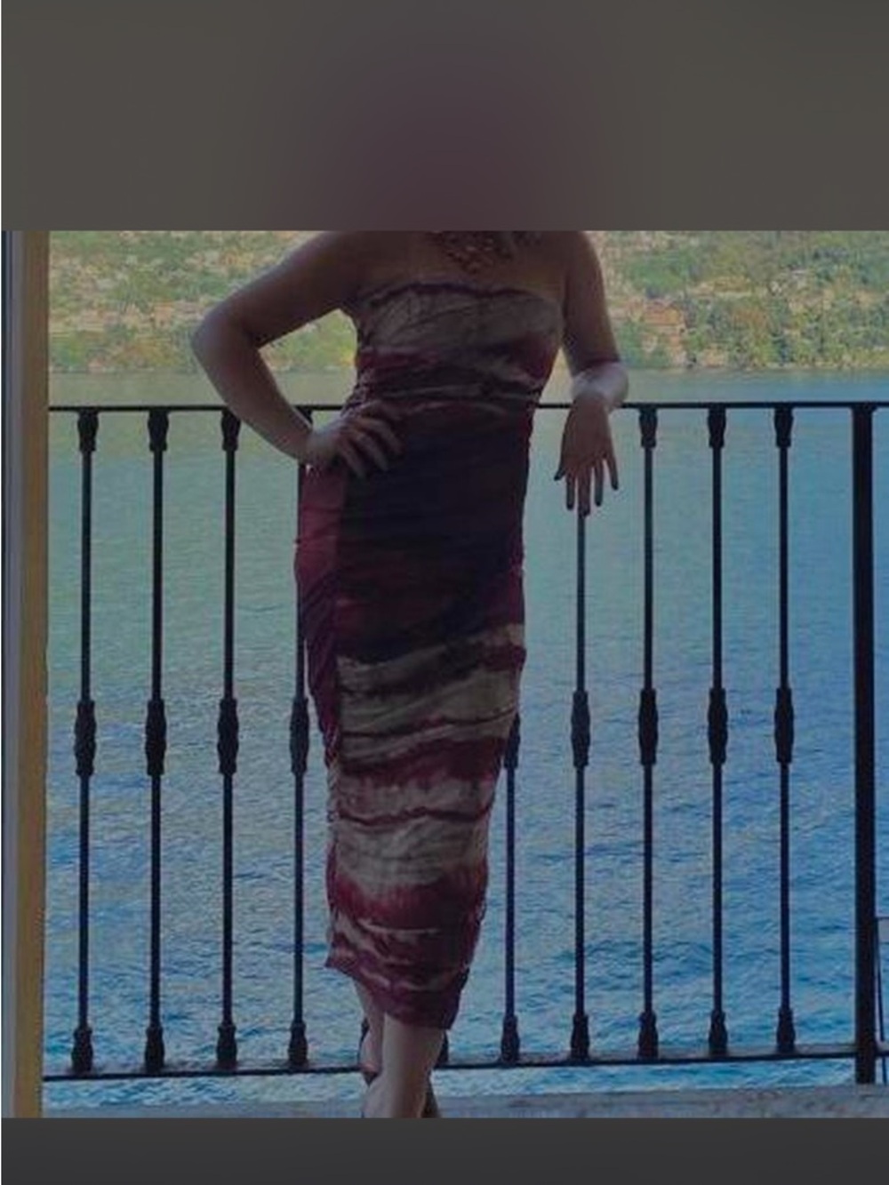Zara Strapless Midi Dress in Burgundy and Taupe Marbled Print